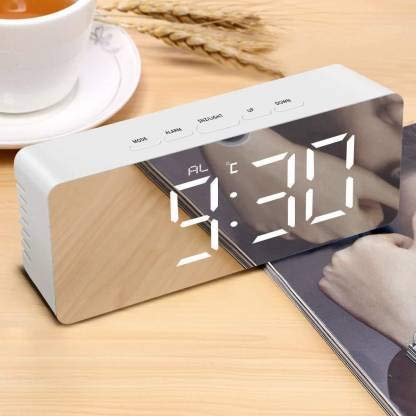 MIRROR FINISH DIGITAL CLOCK (RECTANGLE) WITH DUAL POWER OPTION