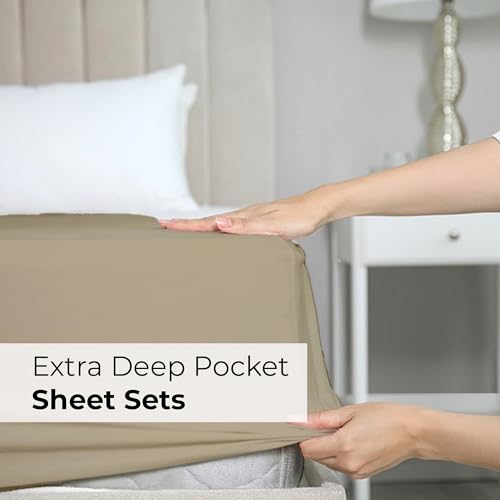 Extra Deep Pocket Sheets - 4 Piece Sheet Set - Deep Pocket Twin Sheets - Extra Deep Pocket Twin Sheets - Deep Fitted Sheet Set - Extra Deep Pocket Twin Size Sheets - Easily Fits Extra Deep Mattresses