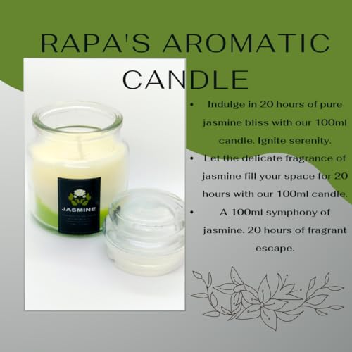 [Set of 4] RAPA's Aromatic Soy Wax Candle ||, 100 ml, 25-30 Hrs | Luxury Aroma Therapy Jar | Scented Candles for Home Decor Gift Set | Fragrance Jasmine