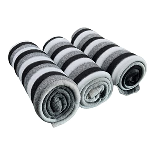 Cool Dealzz Fleece Single Bed AC Blanket (60X90 Inch, Black and White Stripes) - Pack of 3