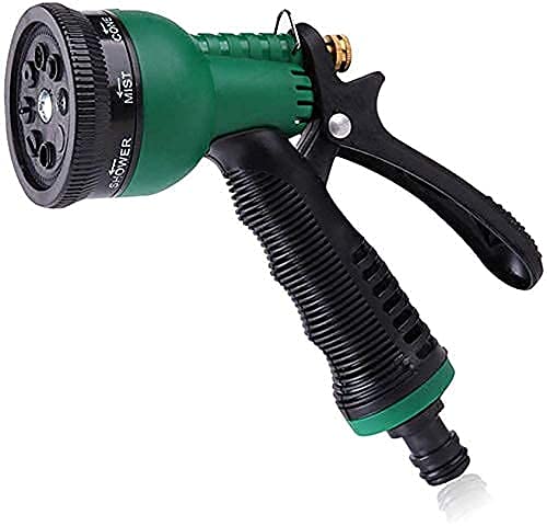 ALOUD CREATIONS Professional 7 Pattern Brass Water Hose Nozzle Spray Gun (1 Piece) For Car Bike Cleaning, Watering Lawn & Garden (Black & Green Colour)