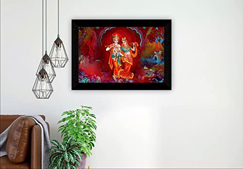 SAF paintings Pack of 1 Radha krishna religious modern art wall painting with framed for living room 11 inch x 14 inch CANFM31264