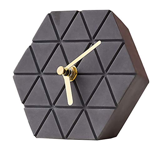 Artibetter Cement Mute Clock Desktop Clock Desktop Decoration Bedside Clock Dark Grey