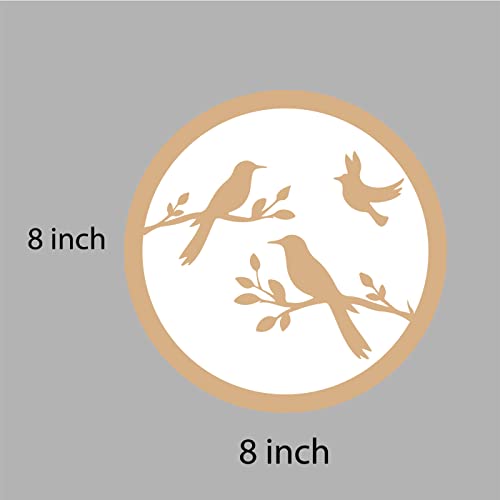 DOTME Birds In Tree Branch Wooden With Vinyl Sticker Decorative Design Wall Decor For Home Kids Bedroom Living Room Hall DIY Art 8 INCH (White)