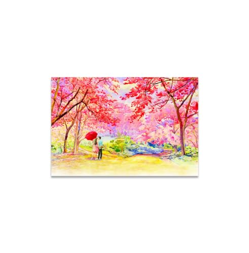 GADGETS WRAP Canvas Gallery Wrap Framed for Home Office Studio Living Room Decoration (14x11inch) - Couple Near Red Flower