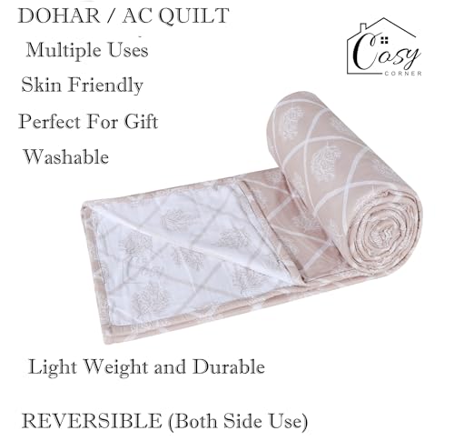 Cosy CORNER 120 GSM Premium Cotton Printed Dohar/AC Blanket for Double Bed Size (80 x 90 inches) |Ultrasoft & Lightweight