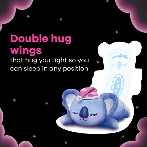 WHISPER BINDAZZZ NIGHTS KOALA SOFT SANITARY PADS, 8 XXXL+ PADS, UPTO 0% LEAKS, 85% LONGER & WIDER BACK, SUPER SOFT TOPSHEET, DOUBLE HUG WINGS, DISPOSABLE WRAPPER, for women