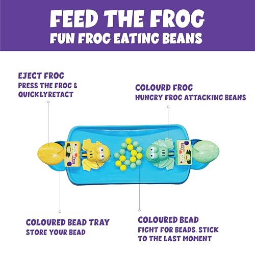 ToyMagic Hungry Feed Me Frog Game with 16 Beans|Eat The Beans|Hungry Frog Game for Kids|2 Player Family Party Board Game|Press The Frog|Collect More Beans|Best Birthday Gift for Kids 4+|Made in India