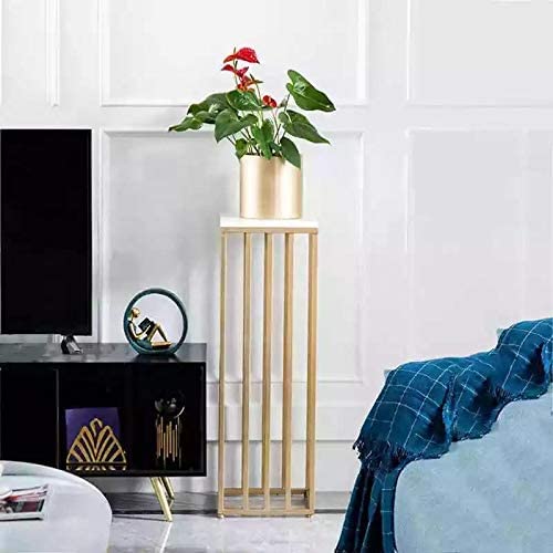 Weston Crafts Wooden Metal Modern Flower Stand, Top Mdf White Metal Floral Pedestal Stand For Wedding Centerpieces, Suitable For Indoor Outdoor Party, (Gold, 22 X 10-Inch), Pack Of 1