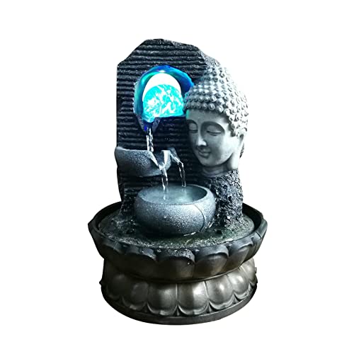 ATORSE® Buddha Tabletop Water Fountain Meditation Statue for Bedroom Desk Home Decor