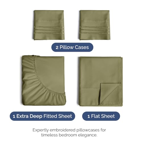 Extra Deep Pocket Sheets - 4 Piece Sheet Set - King Size Sheets Deep Pocket - Extra Deep Bed Sheets - Deep King Fitted Sheet Set - Super and Ultra Deep Sheets - For Deep Pockets Mattress - Fits Easily