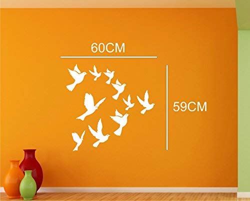 Heaven Decors Flying Birds White Wall Decal Size(59*60)