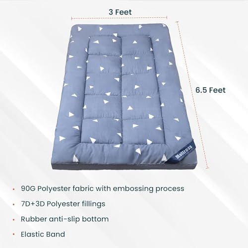 Urbane Home Mattress Topper/Padding|Mattress For Comfortable Sleep 3 x 6.5 Feet|Blue