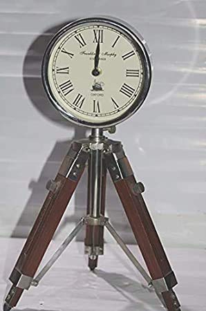 Delight Enterprises Wooden Table Clock with Adjustable Tripod Stand Table & Floor Standing Roman Number Clock 18 Inch