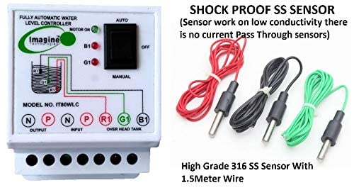 imagine technologies Fully Automatic Metal Water level Controller and Indicator with 3 Sensors (White) - Pack of 1