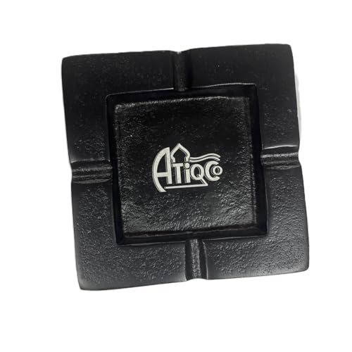 Atiqco Aluminium Metal Cigarette Cigar Ashtray Square Table Top Home Decor 4 Holder Black Bronze