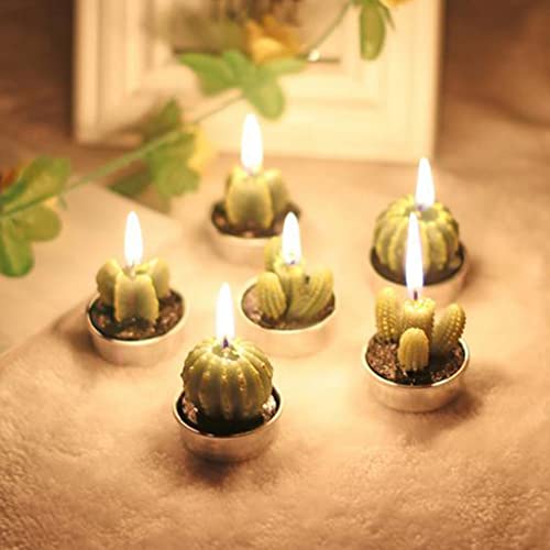 THE STYLE SUTRA 6 Pieces Cactus Tealight Candles Handmade Delicate Succulent Cactus Candles