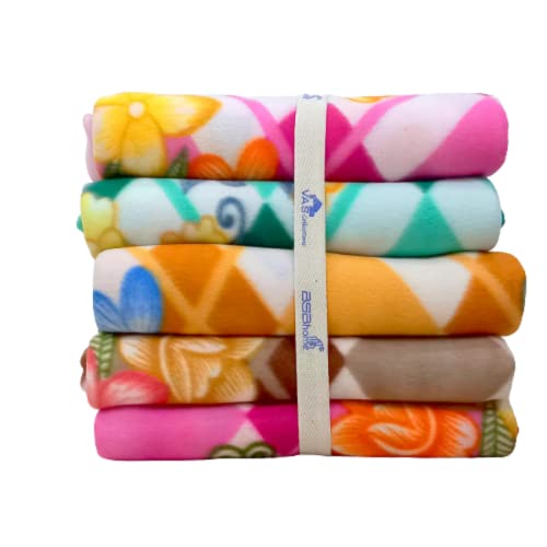 BSB HOME® Printed Polar Fleece Single Bed All Season Blanket/Comforter/Dohar 250TC - Pack of 5 (58x88 Inch, Pink, Green, Rust and Red)