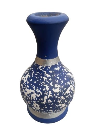 Wooden Handcrafted Flower Vase(16cm,Blue)