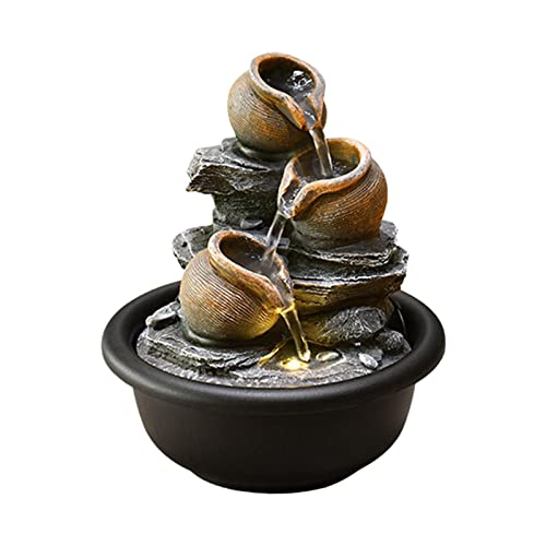 CALANDIS® Indoor Waterfall Fountains Meditation Relaxing Office Decor Desktop Fountain Round Pot | 1 Tabletop Fountainâ (EU Plug)