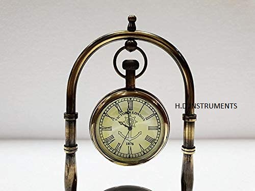 Decor Instruments Antique Brass Table Clock Compass Style Nautical Maritime Ship Desk Clock Office Decor