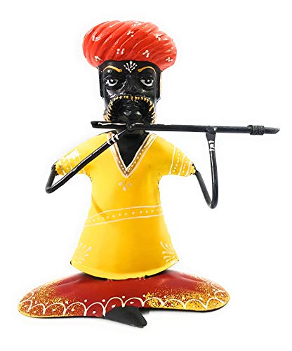 Shubham Creations Rajasthani Iron Matka Musician Showpiece Set of 3