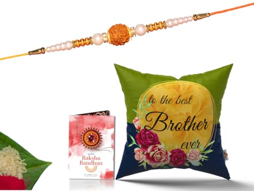 Pillow Rakhi for Brother with Gift - Rakhi with Rakhi Cushion with Filler Greeting Card- Rakhi for Brother, Gifts for Brother, Gifts for Rakhi, Gifts for Rakshabandhan Rakhi Gifts-CH-BRO-23-PB