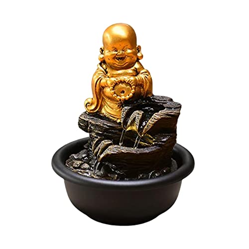 CALANDIS® Tabletop Water Fountain Buddha Statue for Office Farmhouse Birthday Gifts Smile Buddha | 1 Tabletop Fountain(Us Adapter)