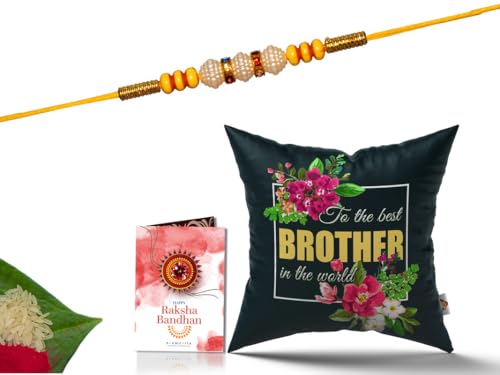 Pillow Rakhi for Brother with Gift - Rakhi with Rakhi Cushion with Filler Greeting Card- Rakhi for Brother, Gifts for Brother, Gifts for Rakhi, Gifts for Rakshabandhan Rakhi Gifts-CH-BRO-24-PA