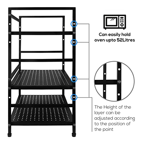 Livzing Premium Microwave Oven Stand - Adjustable, Space-Saving Kitchen Organizer with Dish & Utility Rack - OTG Stand for Kitchen, Rust & Heat Resistant, (3-Tier)