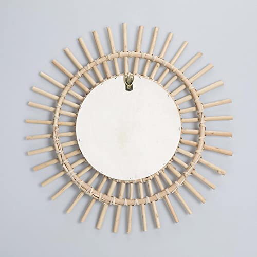 CALANDIS® Modern Handmade Natural Rattan Sunburst Wall Hanging Mirror Entryway Hotel L