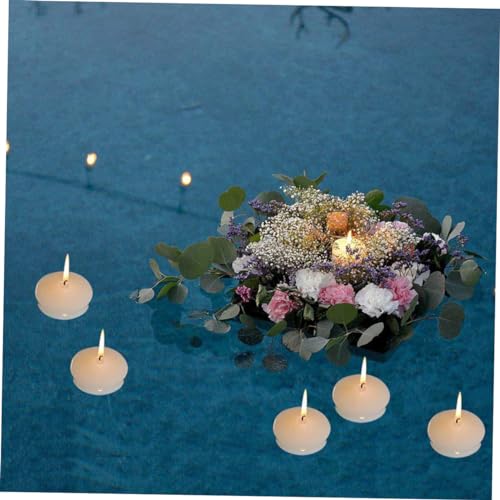 ABOOFAN 24pcs Smokeless Floating Candle Water Candles Paraffin Wax Candles Wedding Candle Candles for Wedding Disc Candles Floating Candle for Wedding Romantic Floating Candle Mini Candle