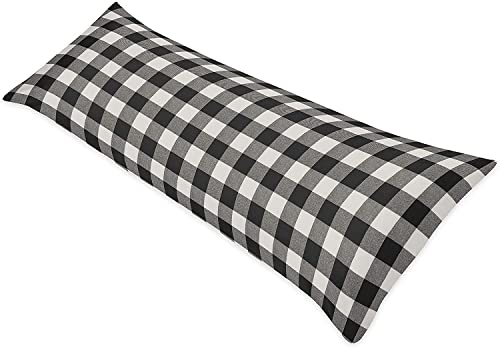 Full Body Pillow Insert Without Cover - Large Pillow for Adults - Breathable Long Side Sleeper Pillow for Sleeping （21× 48 inch）- Black and White Check Hug Pillow Big Soft Body Pillow.