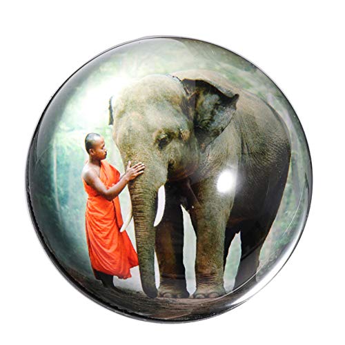 Waltz&F Crystal Elephant and Buddha Paperweight Galss Globe Hemisphere Home Office Table Decoration 2.7''