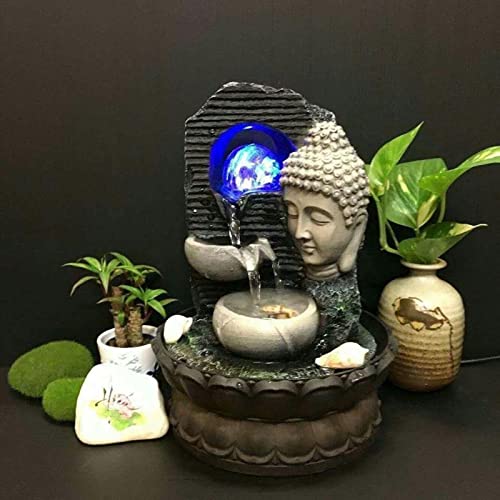 ATORSE® Buddha Tabletop Water Fountain Waterscape Circular Water Flow for Office