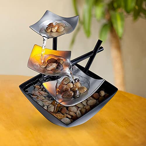 CALANDIS 3 Tier Tabletop Fountain USB Powered for Feng Shui Decoration Ornament Gift