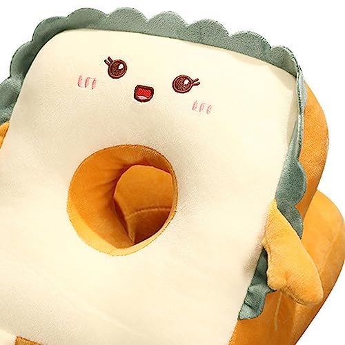 CALANDIS® Cute Toast Nap Pillow Seat Cushion Pad Ice Silky Cloth Travel Pillow 25X30Cm Happy | 1 Nap Pillow