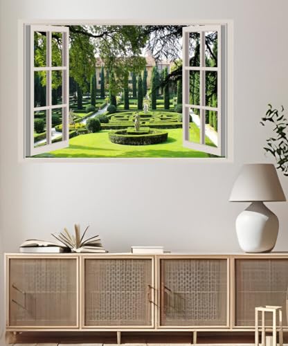 JVERF - JZZA23544 Italy Verona Gardens Sculptures Giusti Garden| Self-Adhesive Open Window Wall Sticker