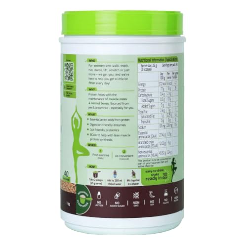 Tata GoFit Plant Protein Powder, Pea & Brown Rice Blend, 18g Protein, Café Mocha Flavour, 1kg (40 Serves), No Soy, No Lactose, No Added Sugar, Vegan