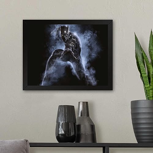 GADGETS WRAP Printed Photo Frame Matte Painting for Home Office Studio Living Room Decoration (11x9inch Black Framed) - Marvel Black Panther