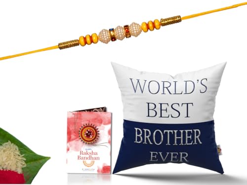 Pillow Rakhi for Brother with Gift - Rakhi with Rakhi Cushion with Filler Greeting Card- Rakhi for Brother, Gifts for Brother, Gifts for Rakhi, Gifts for Rakshabandhan Rakhi Gifts-CH-BRO-31-PA