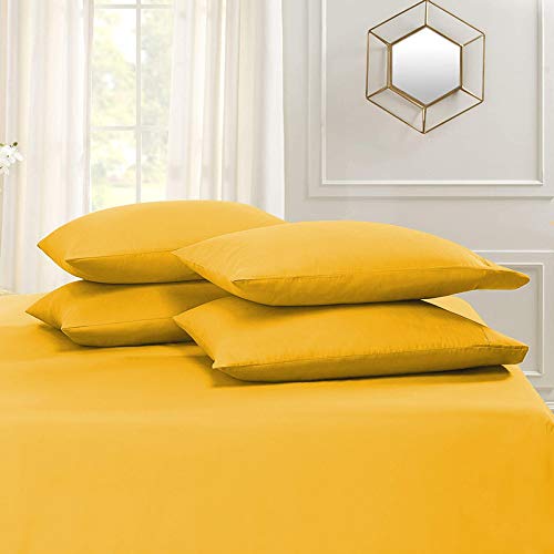 YRM Bedding's Gold Yellow Hotel Quality Premium Material 550-TC 100% Egypt Cotton Bedsheet Double Bed Size (82"x102") with 2-Pillow Covers (17"x27")