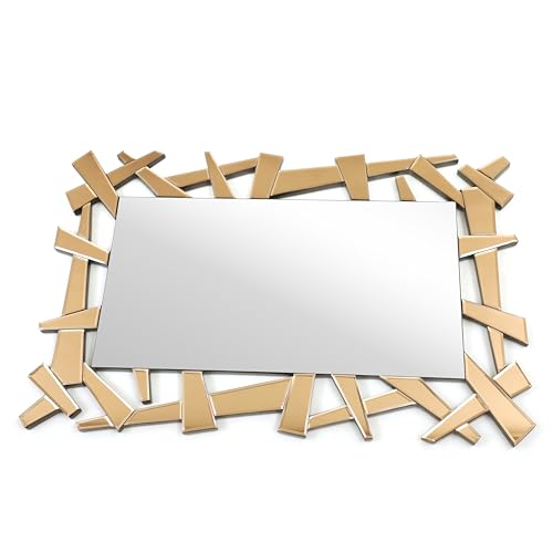 AR MODULERS Squar Balded Gold Chrome, Wall Mounted, Bathroom, Bedroom, Living Room Premium Segment Mirror