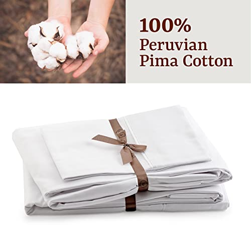 Peru Pima - 415 Thread Count Percale - 100% Peruvian Pima Cotton - California King Bed Sheet Set, White