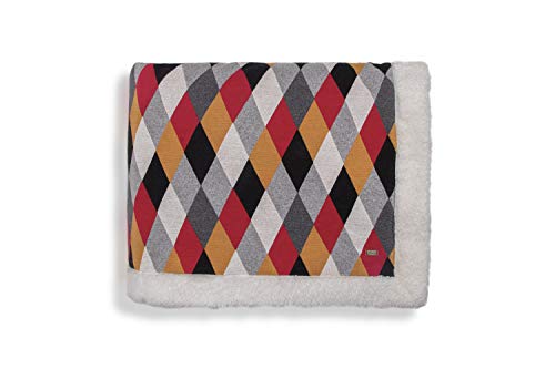 Pluchi Rainbow Cotton Knitted Double Bed Blanket Layered with Warm Sherpa Fabric in Multicolor (229 cm x 254 cm)