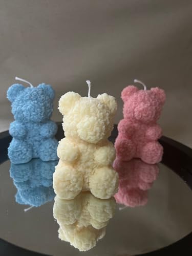 Bear Scented Candle Bear Shape Candles Decorative Cute Candles Bear Soy Wax Candles for Gifts Home Bedroom Party Wedding Birthday (Bear Pink)