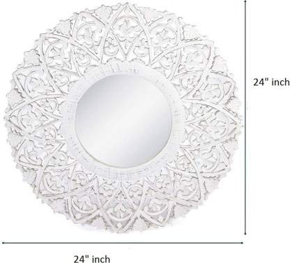 Wall Mirror White Antic Colour (Best Design in The World ) Size 60x60 cm Shape Round (wall mirror white88)