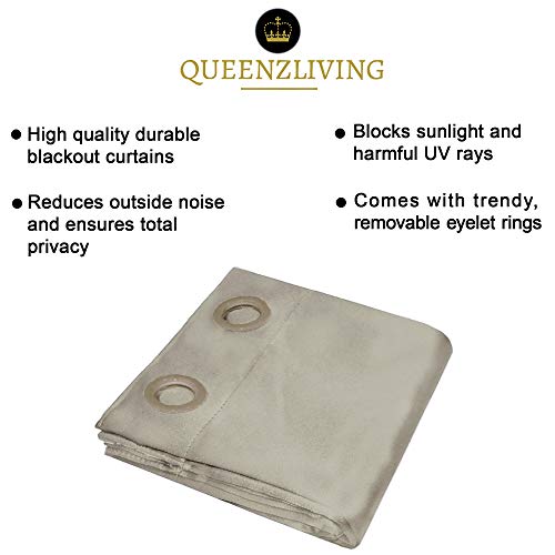 Queenzliving Blackout Curtains, Window 5 feet- Pack of 2, Beige