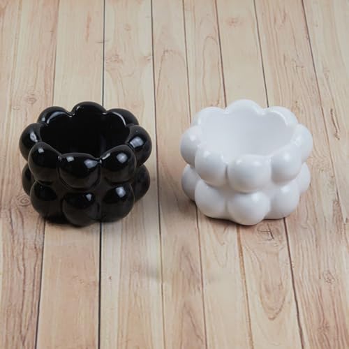 Pakhi Decor Groovy Ceramic Ashtray for Home & Office, White (10376)