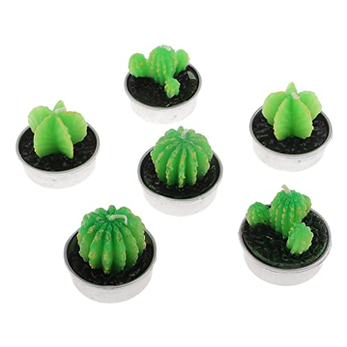 THE STYLE SUTRA 6 Pieces Cactus Tealight Candles Handmade Delicate Succulent Cactus Candles